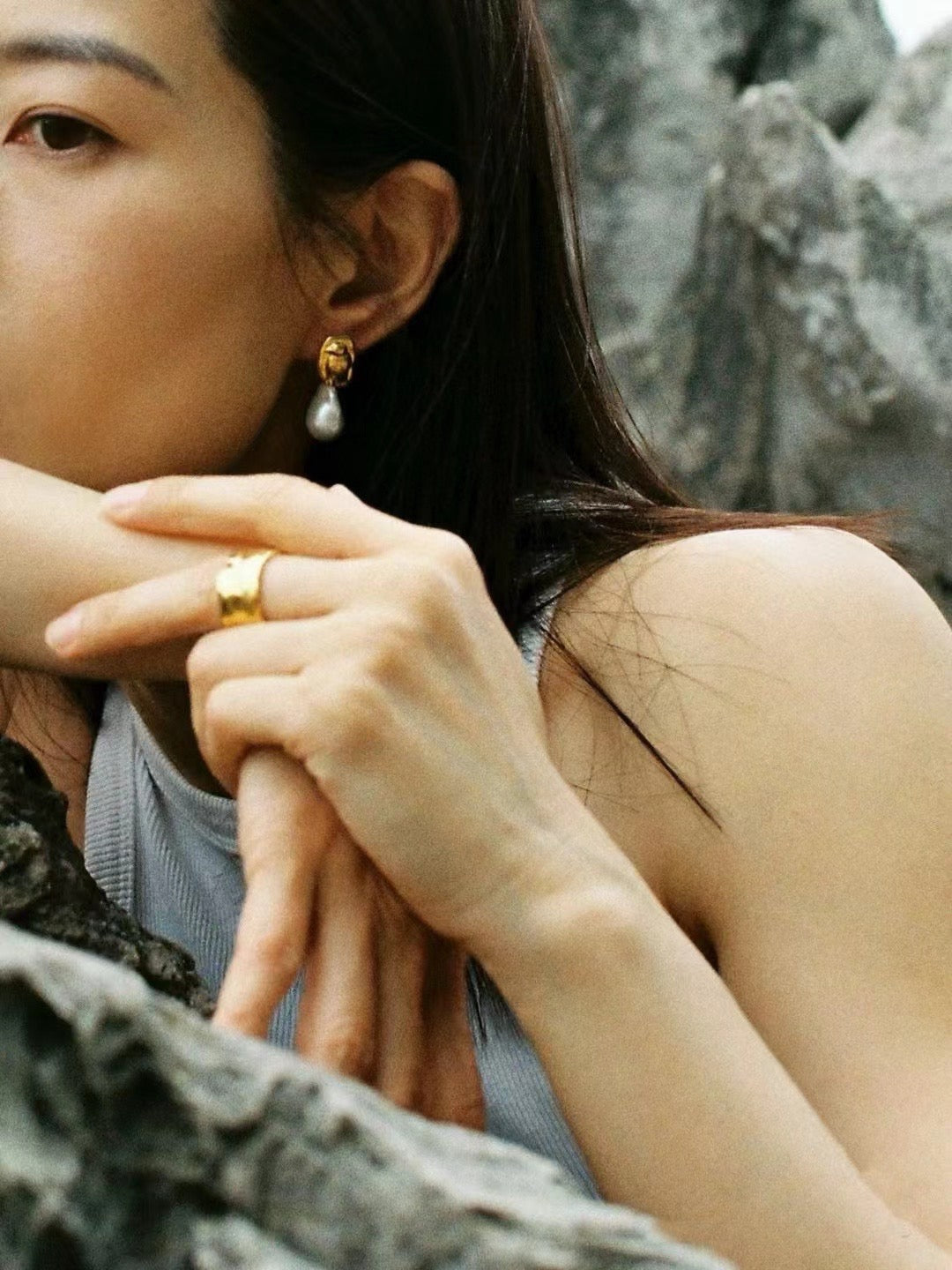 High quality aurora white color baroque pearls earrings