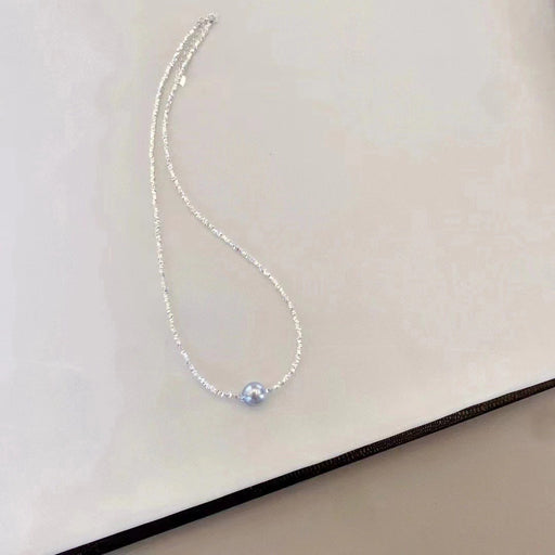 High quality silver blue color seawater MADAMA baroque necklace