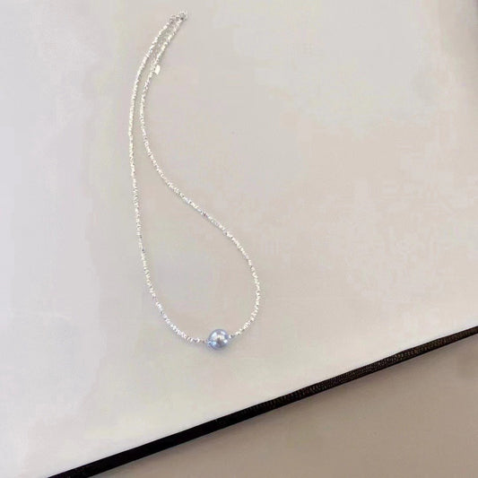 High quality silver blue color seawater MADAMA baroque necklace