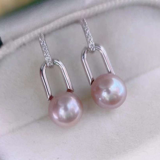 High quality pink color freshwater pearls earrings