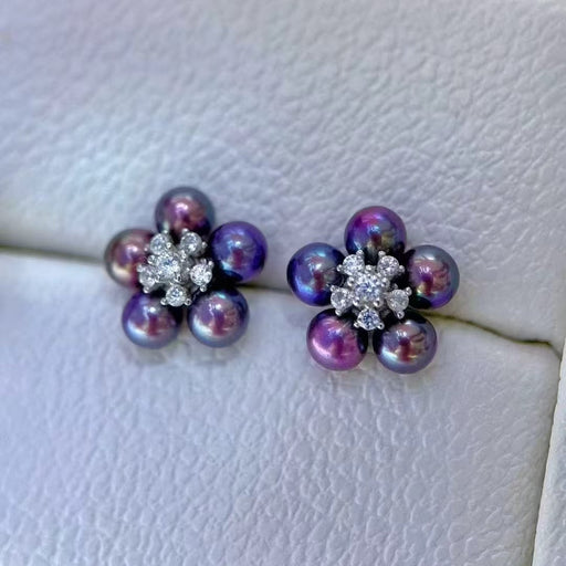 High quality monster purple color freshwater pearls earrings