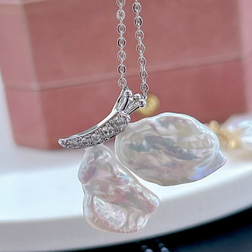 High quality aurora white color freshwater baroque pendant