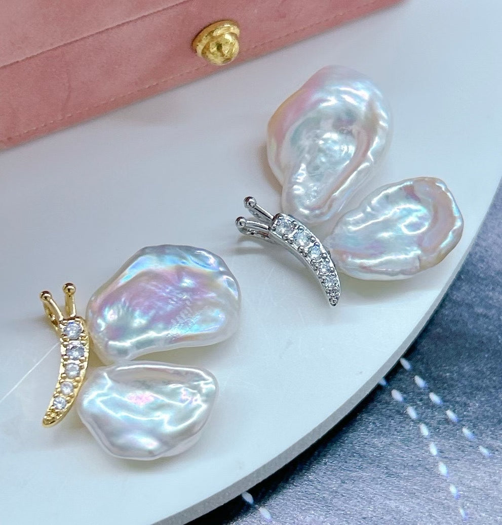 High quality aurora white color freshwater baroque pendant