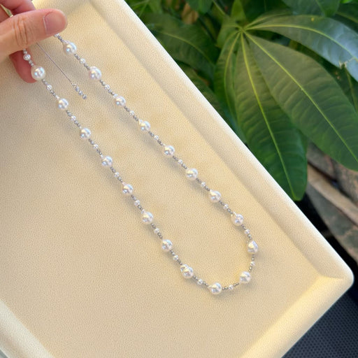 High quality aurora white color seawater akoya baroque pearls necklace