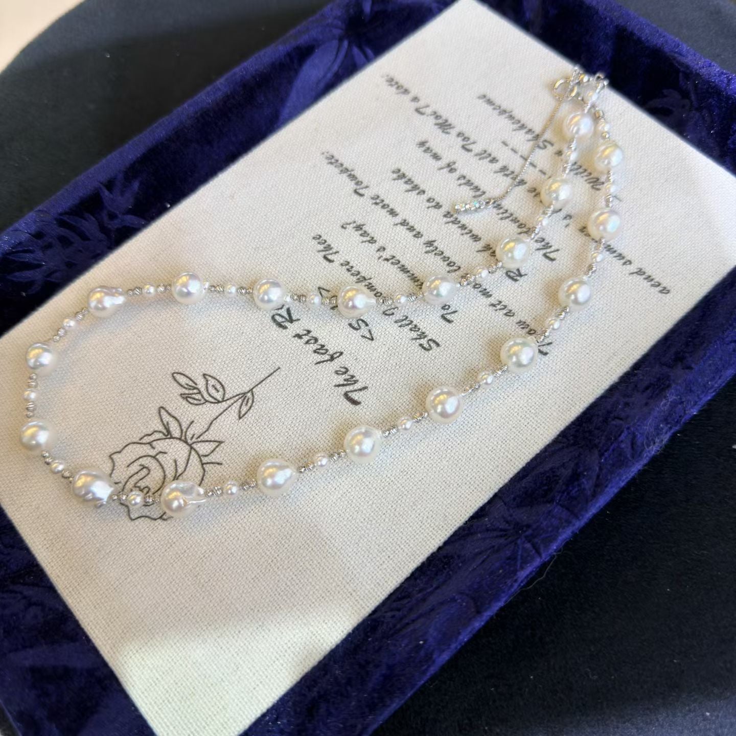 High quality aurora white color seawater akoya baroque pearls necklace